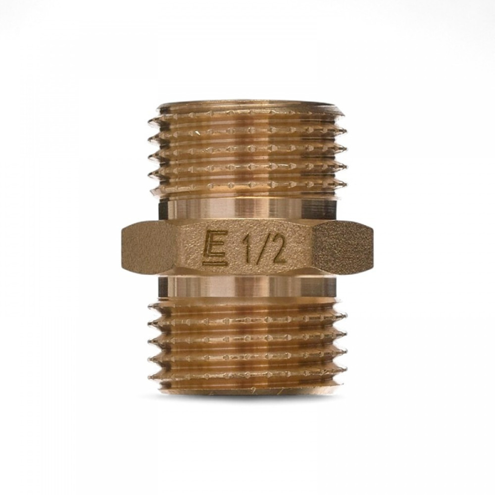 Ниппель равнопроходной ELSEN Metalit, НН, 1/2", латунь CN EBF.15.12