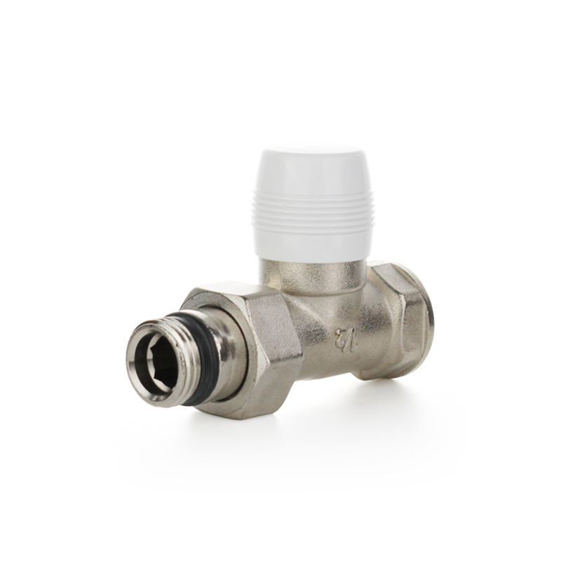 Вентиль отсекающий, прямой ELSEN, НВ 1/2", 1/2", латунь, никелированный, с преднастройкой для отопительных приборов с боковой подводкой EVR10.3411