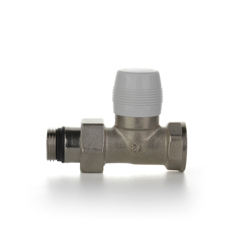 Вентиль отсекающий, прямой ELSEN, НВ 1/2", 1/2", латунь, никелированный, с преднастройкой для отопительных приборов с боковой подводкой EVR10.3411