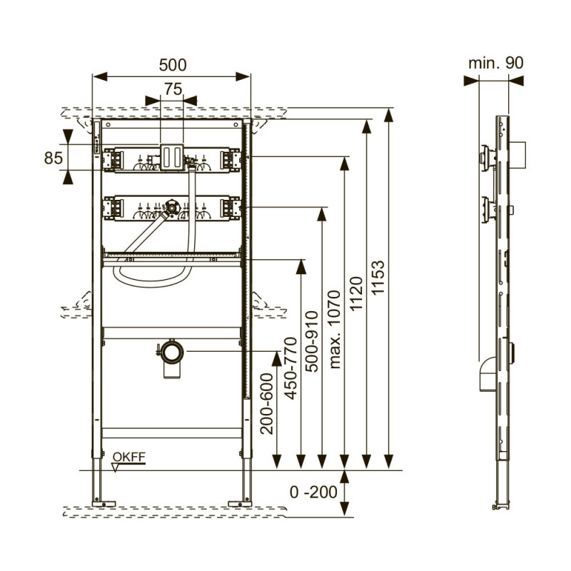 Инсталляция для писсуара (h=1120) TECE 9320008
