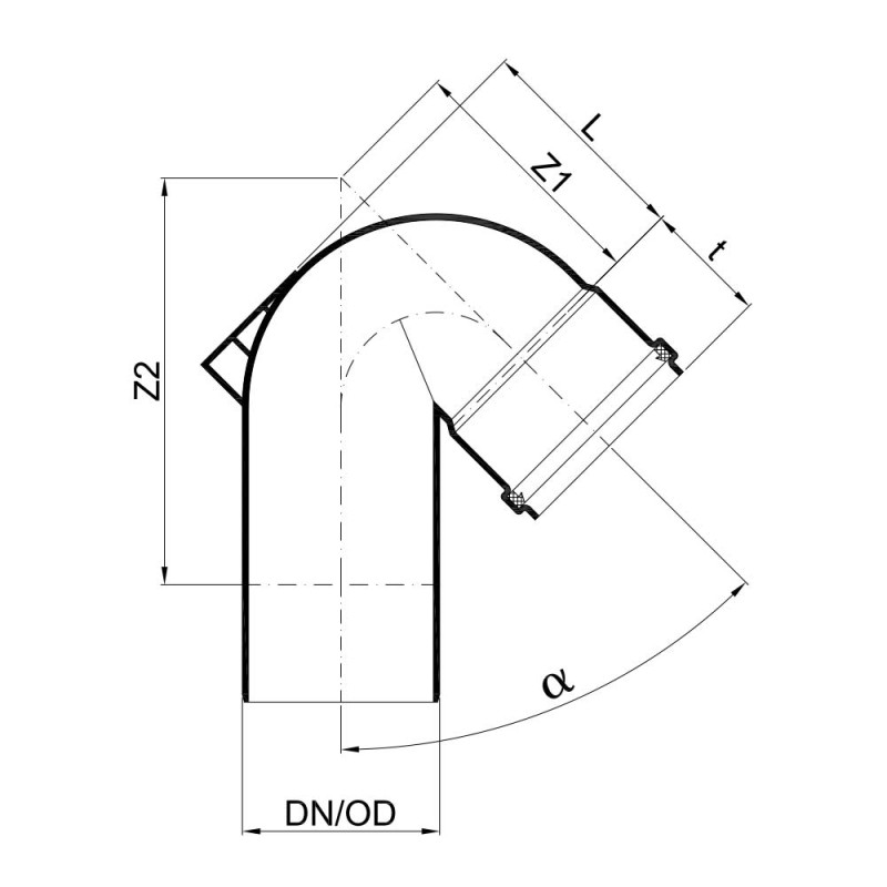 Отвод с разворотом канализационный POLO-KAL NG, 110 х 45* Poloplast 02145