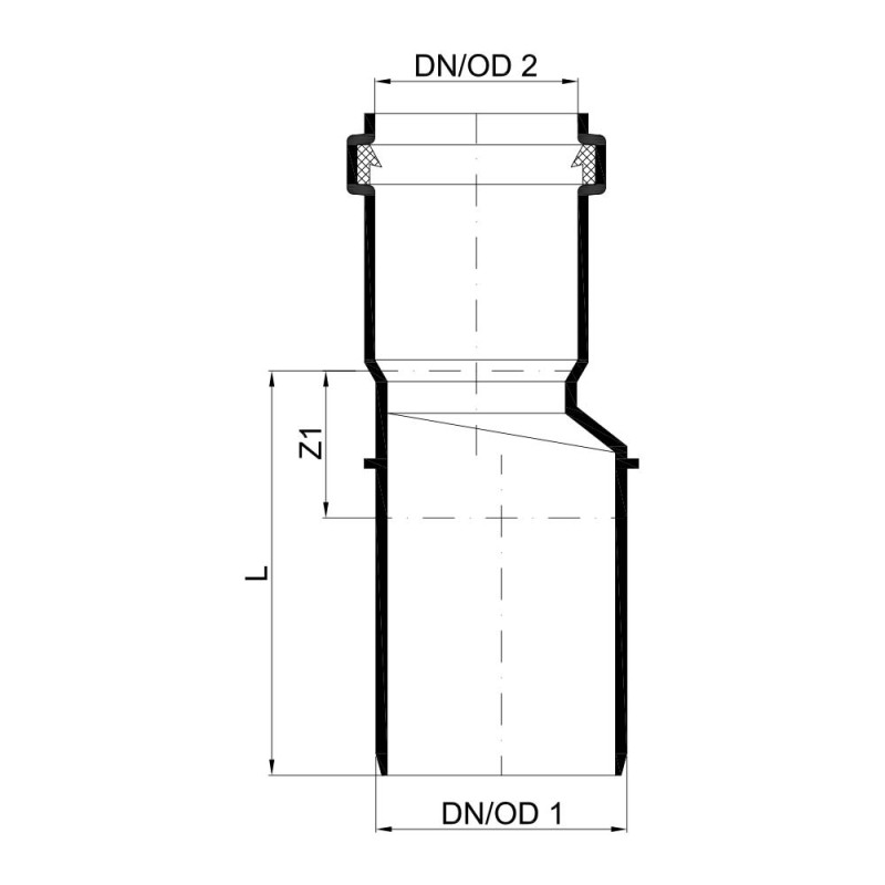 Переходной патрубок канализационный POLO-KAL NG, 110/90 Poloplast 02887