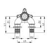 Тройник угловой редукционный с настенным креплением, закругленный 16 х 1/2'' х 20, бронза TECEflex 708606