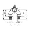 Тройник угловой с настенным креплением, закругленный 20 х 1/2'' х 20, бронза TECEflex 708626