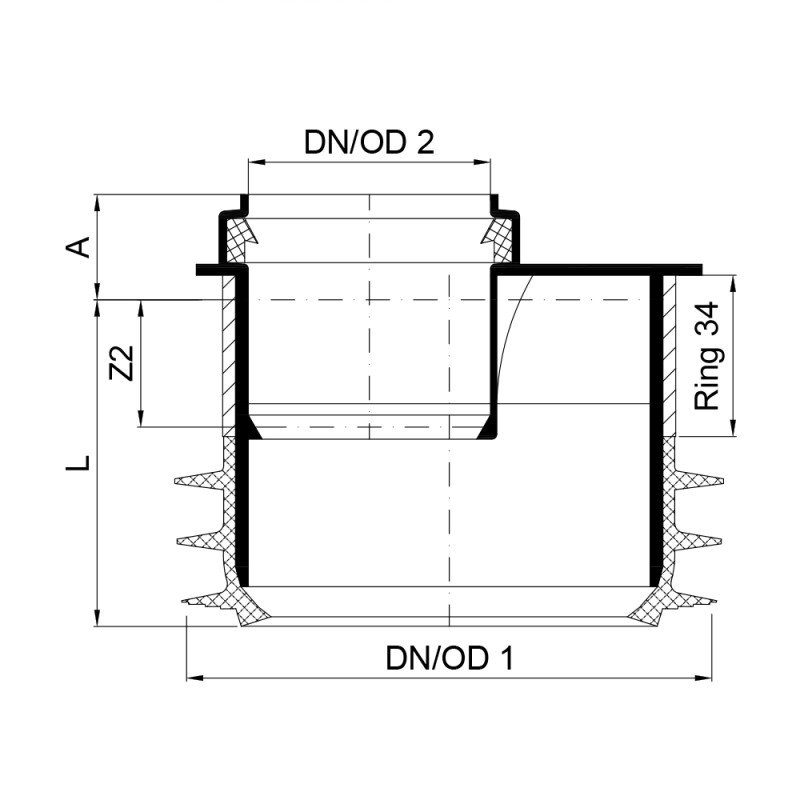 Переходной патрубок канализационный "трубный конец-раструб" POLO-KAL NG, 110/110 Poloplast 02381