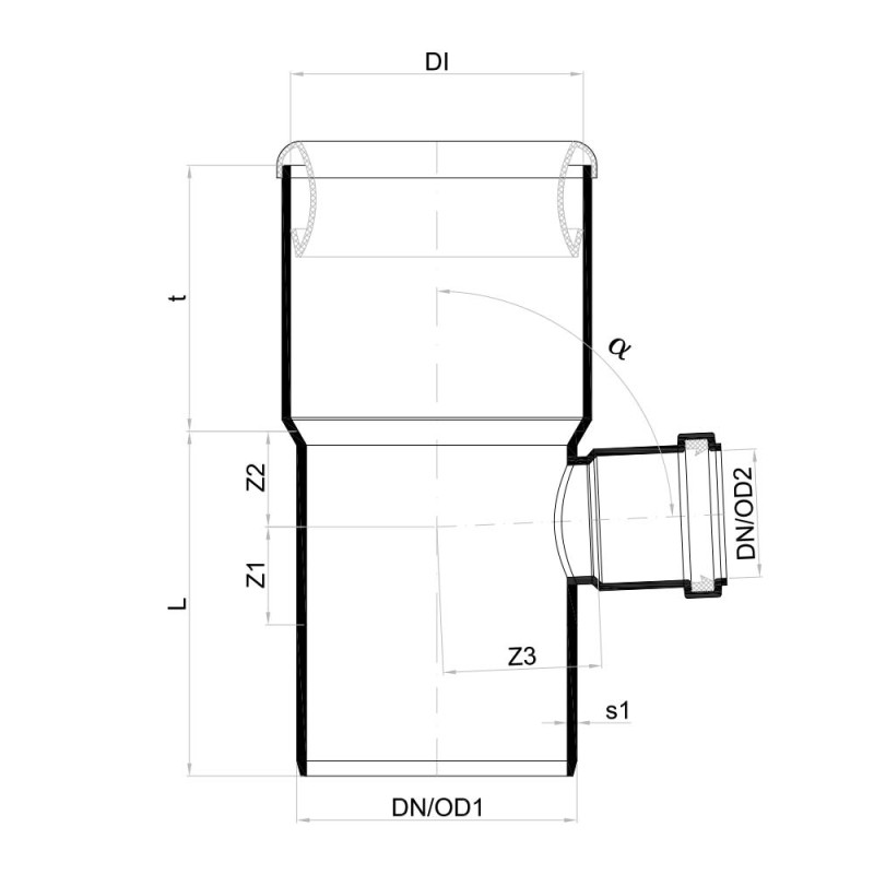 Тройник к унитазу POLO-KAL NG, 110/50 х 87,5* Poloplast 02373