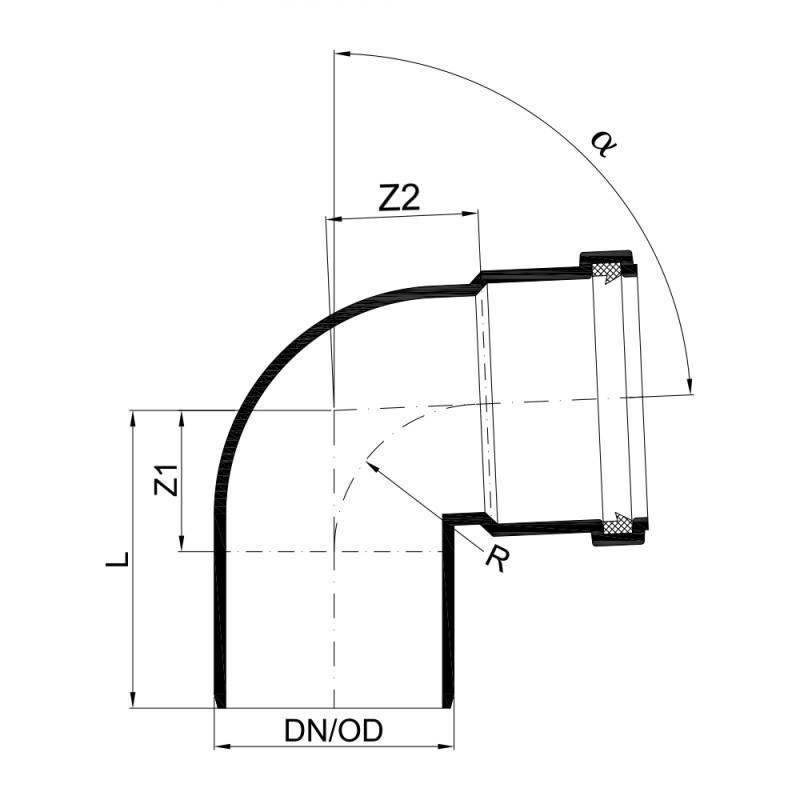 Отвод канализационный POLO-KAL 3S, 110 х 87,5* Poloplast 02535