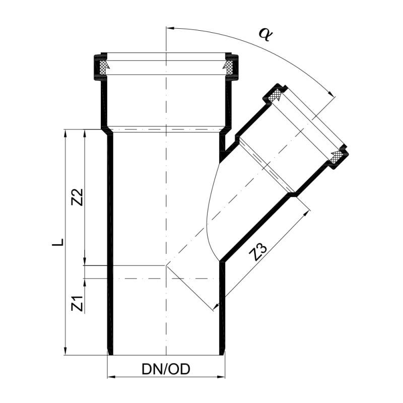 Тройник канализационный POLO-KAL 3S, 110/110 х 45* Poloplast 02609