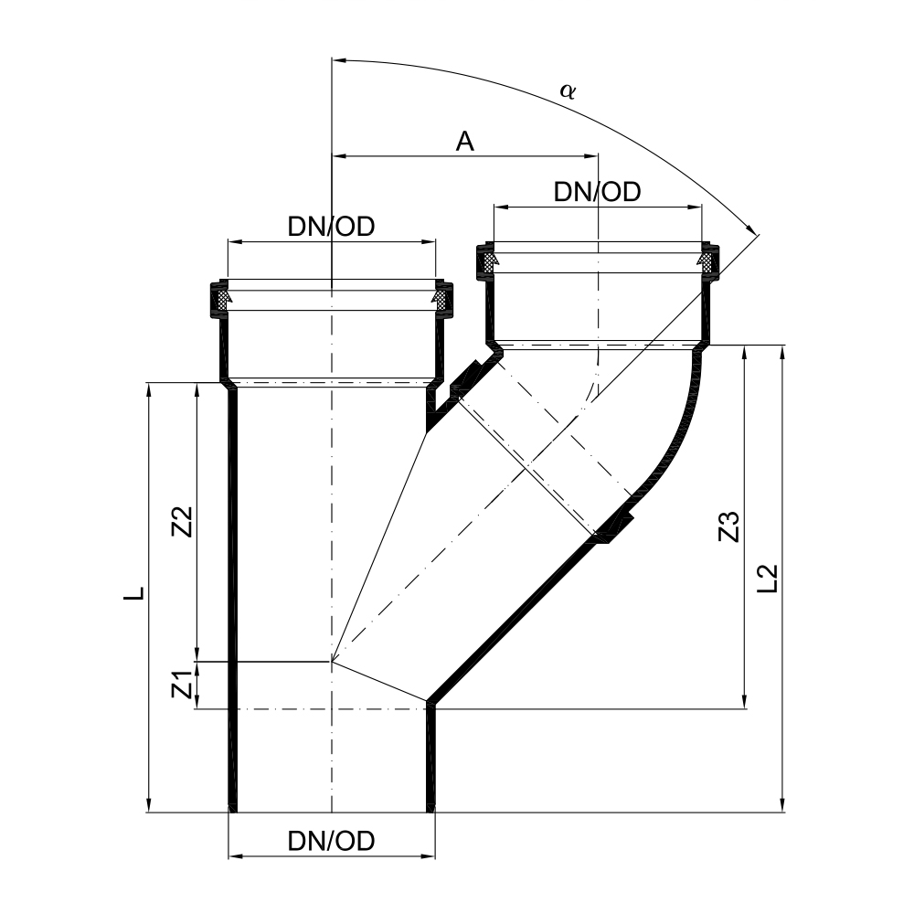 Тройник канализационный с параллельными входами POLO-KAL 3S, 110/110 Poloplast 02684