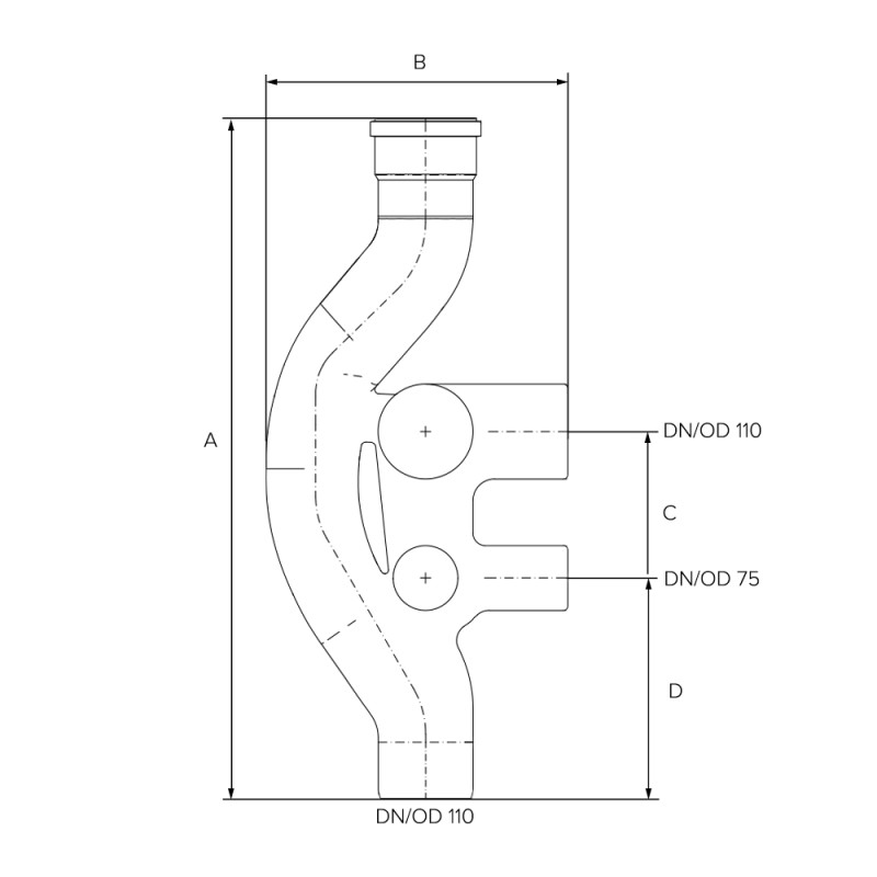 Крестовина канализационная Qmax POLO-KAL NG, 110 Poloplast 03640