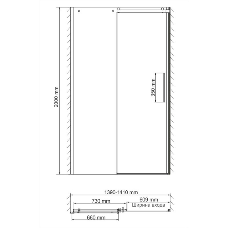 Душевая дверь WasserKRAFT Dinkel58R31 / Alme 15R31