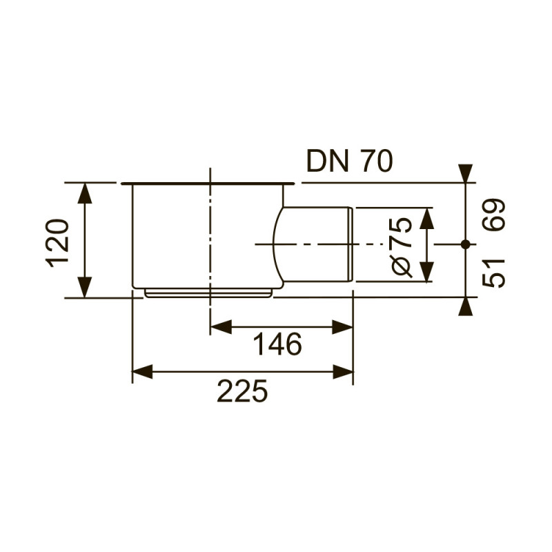 Сифон DN 70 максимальный, боковой слив TECEdrainline 650002