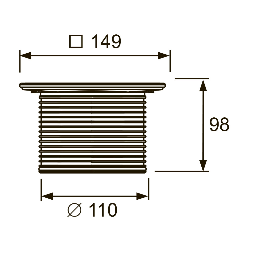 Декоративная решетка quadratum, 150 мм, в стальной рамке, с монтажным элементом TECEdrainpoint S 3660008