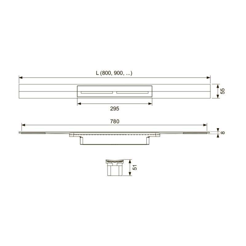 Дренажный канал 1000 мм, сатин, красный позолоченный TECEdrainprofile 671003
