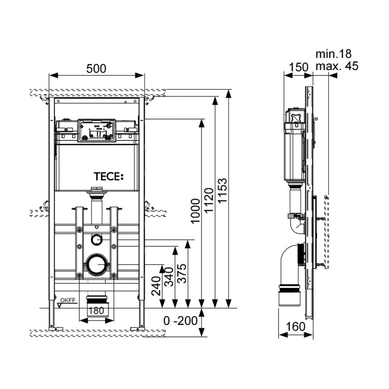 Инсталляция для подвесного унитаза TECElux 9600100