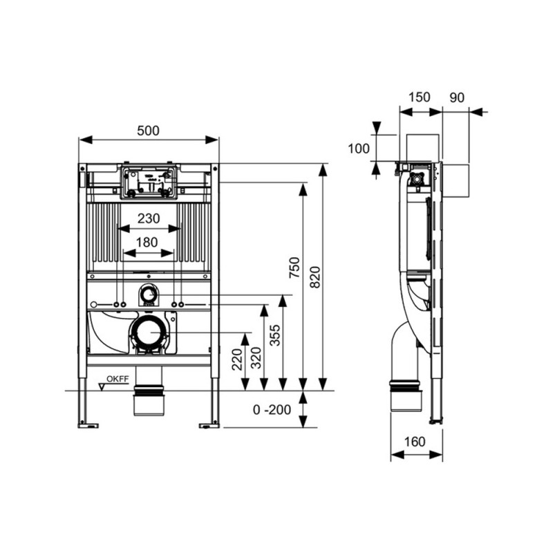 Инсталляция для унитазов-биде с универсальным подключением TECE 9300080