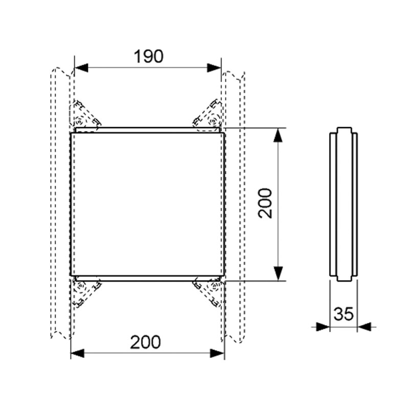 Монтажная пластина для крепления дополнительных элементов, 200 х 200 мм TECEprofil 9042005