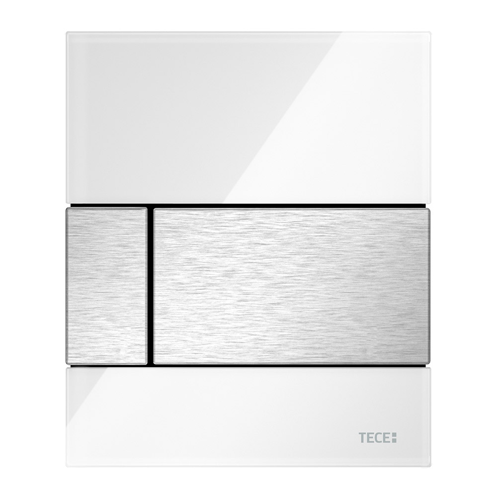 Стеклянная панель смыва для писсуара, стекло белое, клавиши нержавеющая сталь сатин TECEsquare 9242801