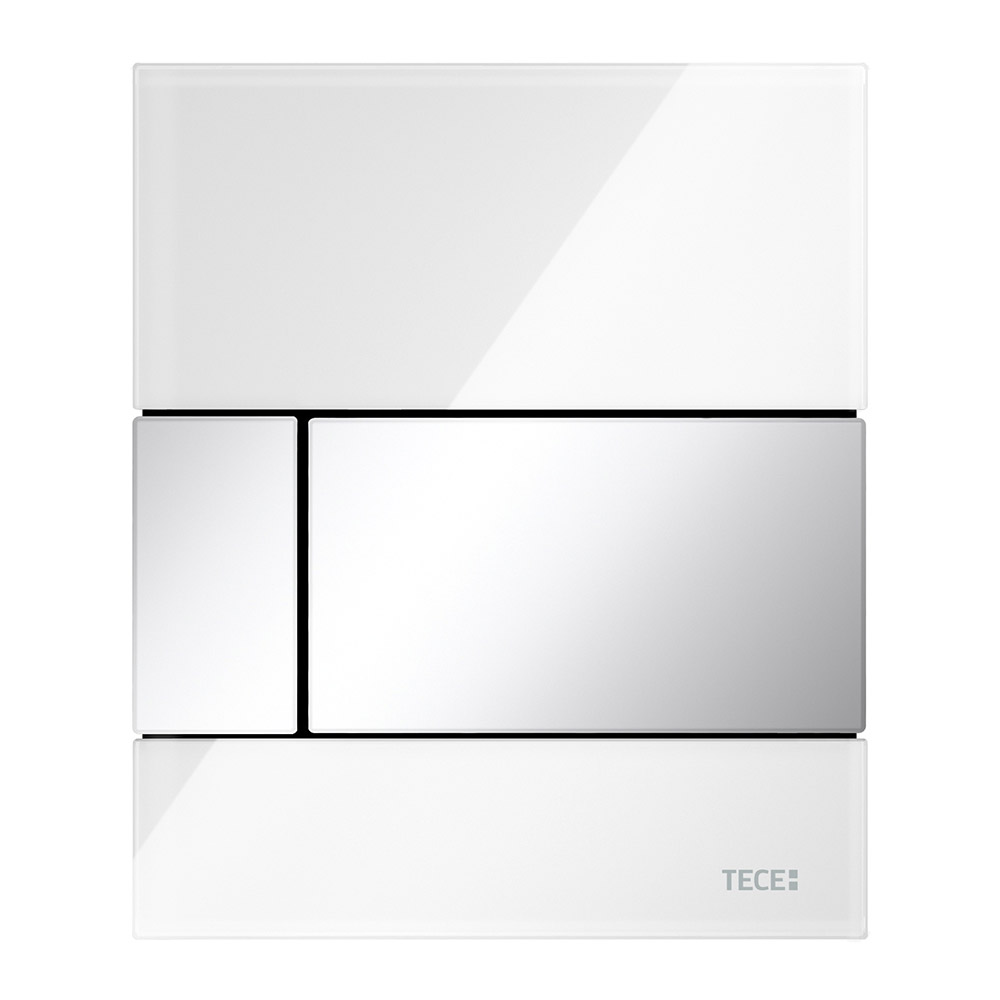 Стеклянная панель смыва для писсуара, стекло белое, клавиши хром глянцевый TECEsquare 9242802