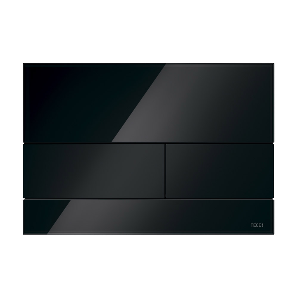 Стеклянная панель смыва для унитаза, стекло черное, клавиши черные TECEsquare 9240809