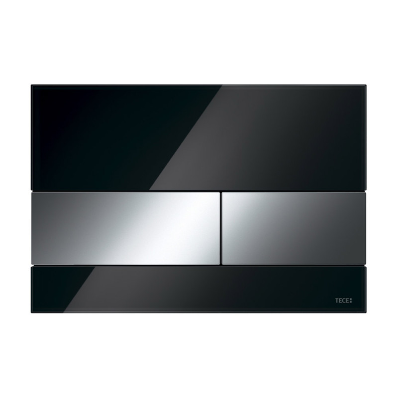 Стеклянная панель смыва для унитаза, стекло черное, клавиши хром глянцевый TECEsquare 9240807