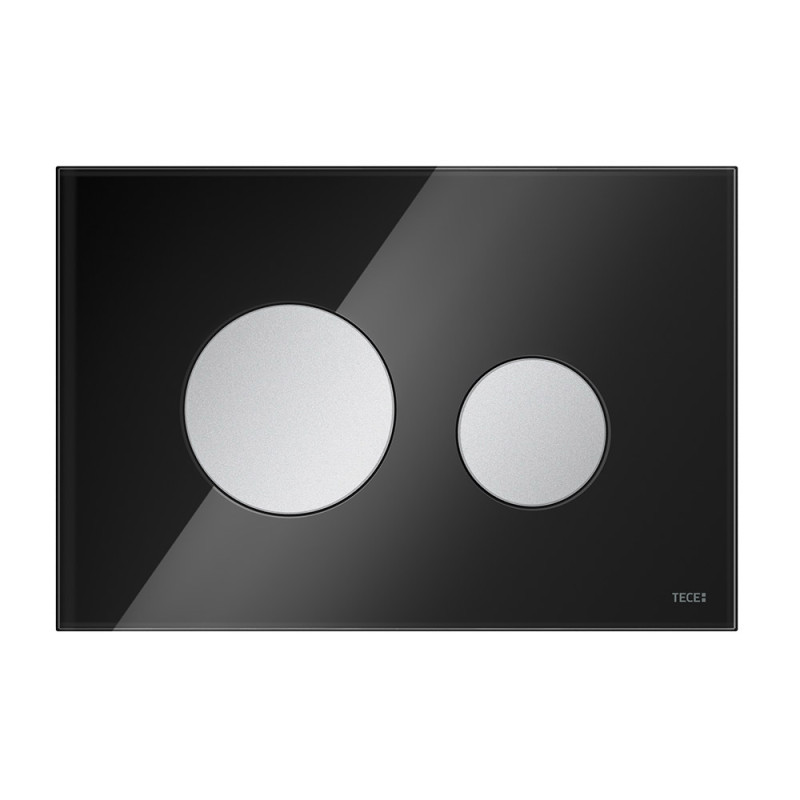 Стеклянная панель смыва для унитаза, стекло черное, клавиши хром матовый TECEloop 9240655