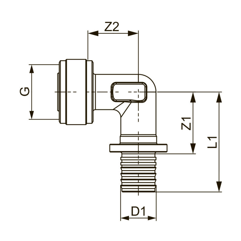 Быстросъемное соединение угловое, кремнистая бронза 16 х 1/2" TECEflex 708631