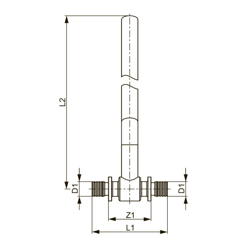 Монтажная трубка для подключения радиаторов проходная, 15 мм, медная никелированная, длина 770 мм TECEflex 715226