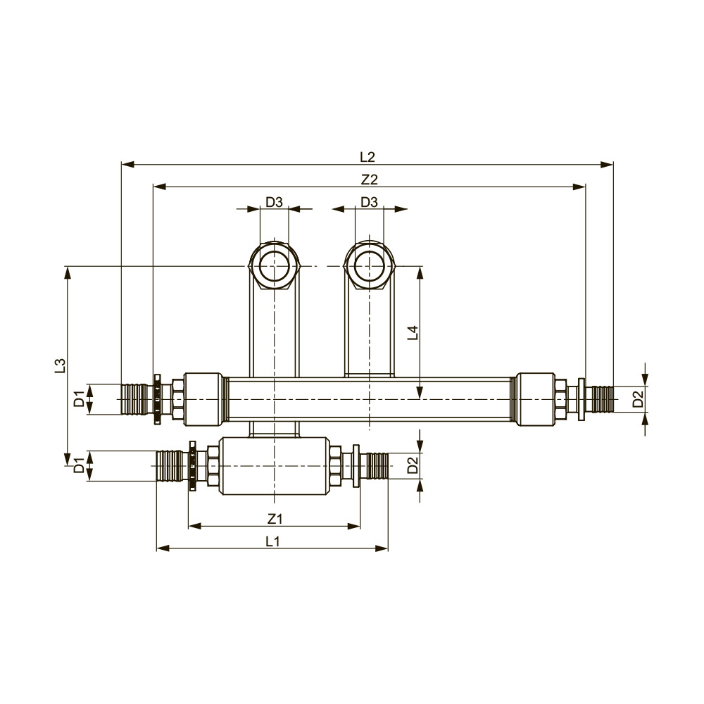 Монтажный набор для подключения радиаторов к плинтусной разводке 16x20x15 мм Cu TECEflex 730125
