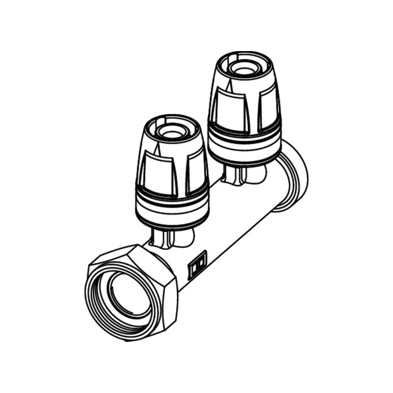 Коллектор, 2 контура, плоское уплотнение, с накидной гайкой 16 x 3/4" TECElogo-Push 8730016