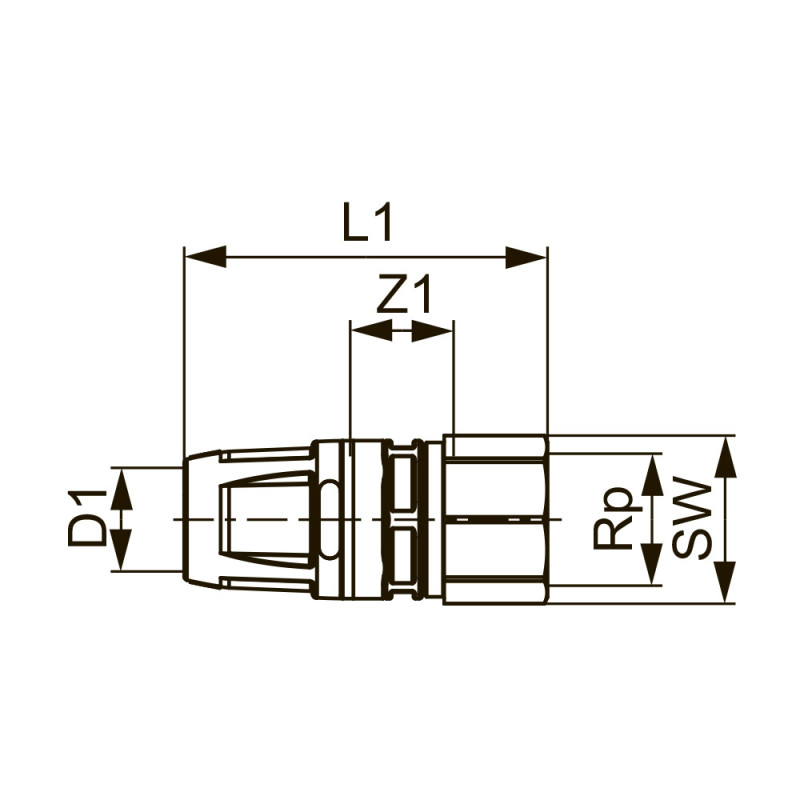 Соединение прямое с внутренней резьбой, латунь 16 x Rp 1/2" TECElogo-Push 8610002