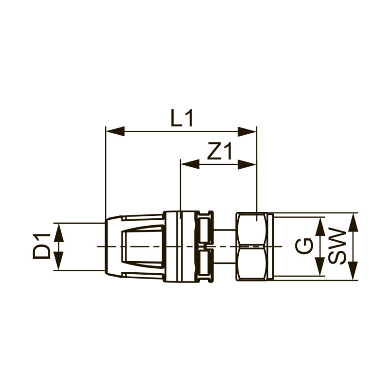 Соединение прямое с накидной гайкой, бронза 16 x 1/2" TECElogo-Push 8733201