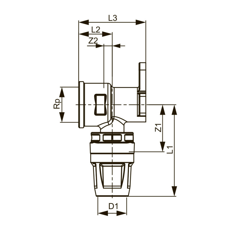 Настенный уголок, латунь 16 x Rp 1/2" TECElogo-Push 8620002