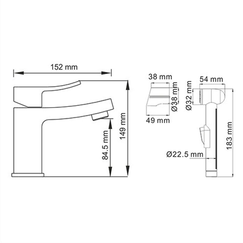 Смеситель для раковины с гигиенической лейкой WasserKRAFT Aller 1068