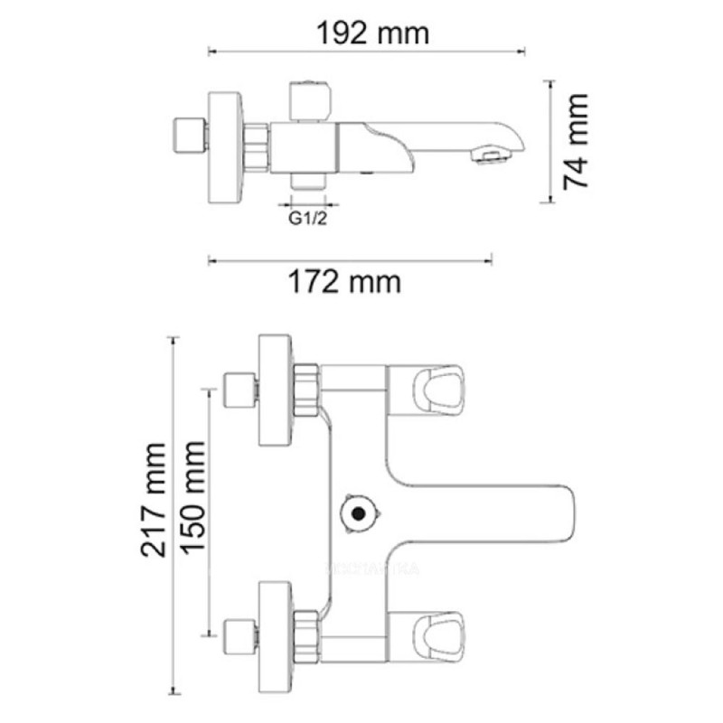 Смеситель для ванны с коротким изливом WasserKRAFT Lossa 1201