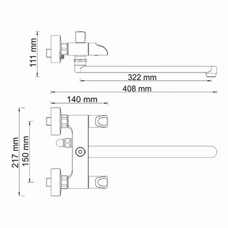 Смеситель для ванны с коротким изливом WasserKRAFT Lossa 1202L