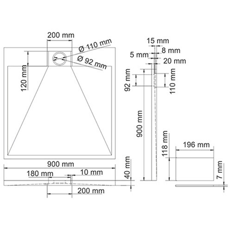 Душевой поддон WasserKRAFT Alme 15T03