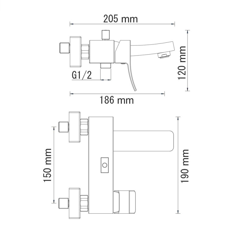 Смеситель для ванны с коротким изливом WasserKRAFT Exter 1601