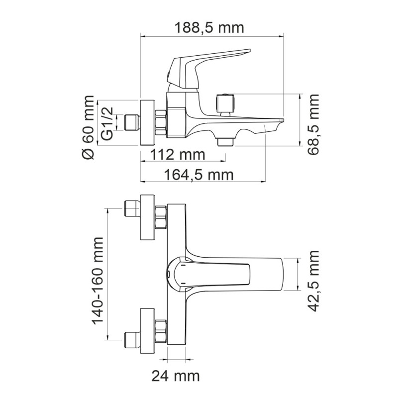 Смеситель для ванны с коротким изливом WasserKRAFT Neime 1901