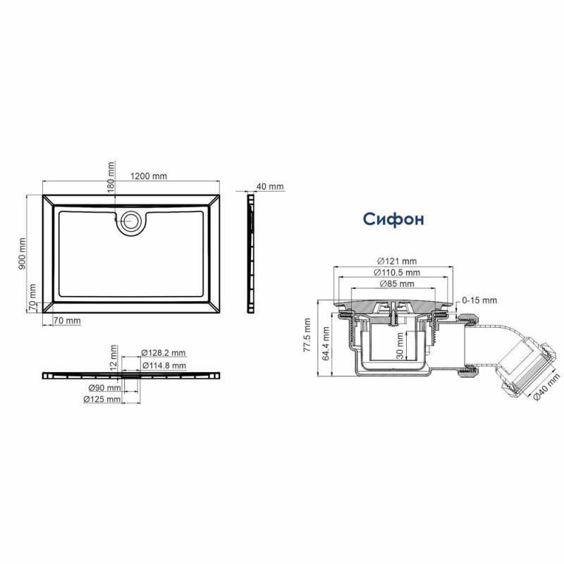 Душевой поддон WasserKRAFT Salm 27T07