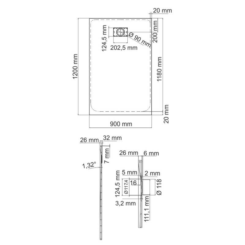 Душевой поддон WasserKRAFT Leine 35T07