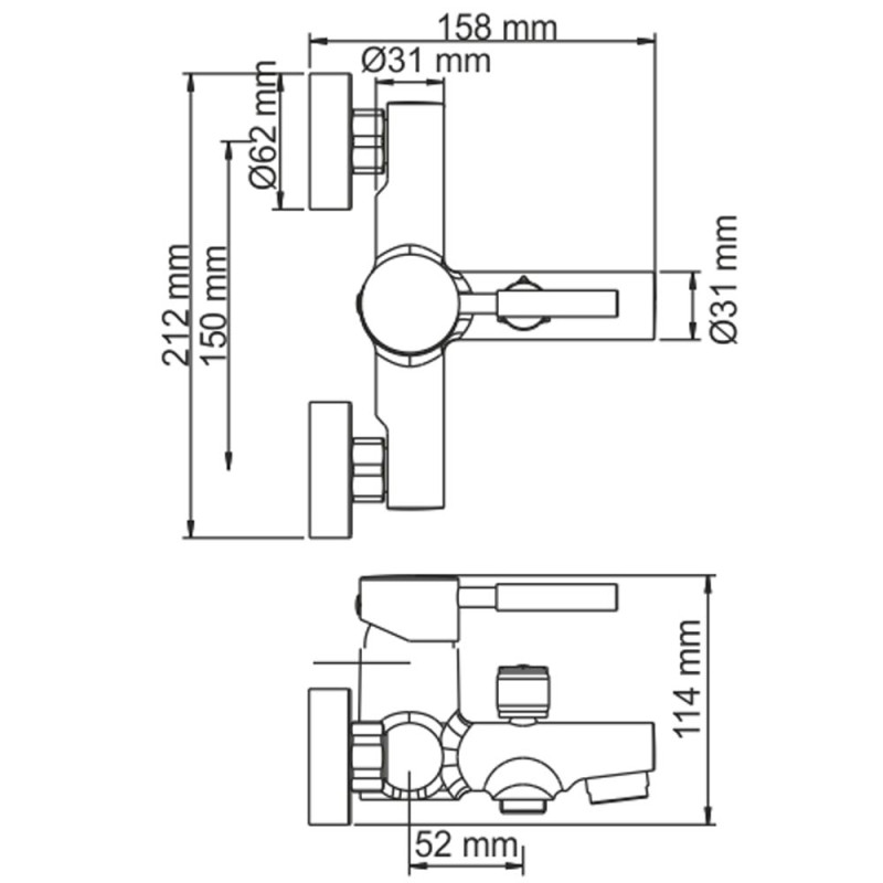 Смеситель для ванны с коротким изливом WasserKRAFT Main 4101