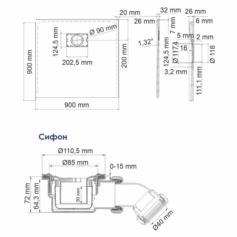 Душевой поддон WasserKRAFT Main 41T03