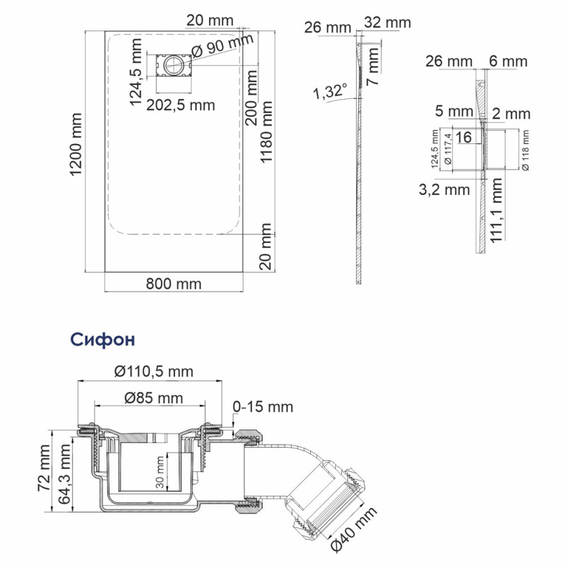 Душевой поддон WasserKRAFT Main 41T06
