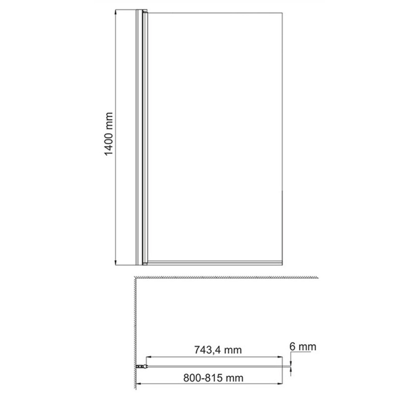 Стеклянная шторка на ванну WasserKRAFT Berkel 48P01-80WHITE