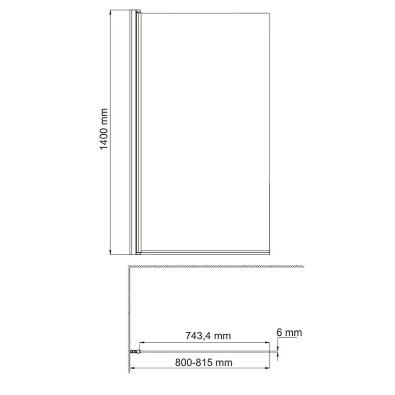 Стеклянная шторка на ванну WasserKRAFT Berkel 48P01-80L Matt glass