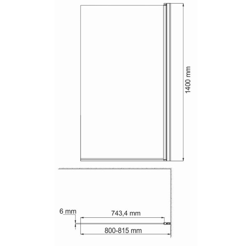 Стеклянная шторка на ванну WasserKRAFT Berkel 48P01-80R Matt glass