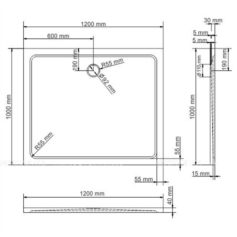 Душевой поддон WasserKRAFT Berkel 48T10