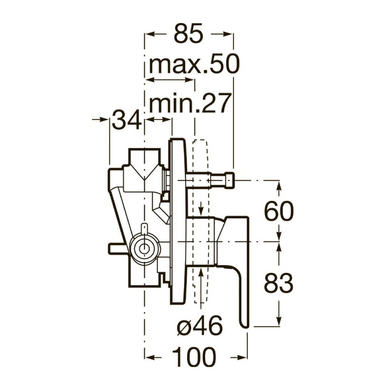 Смеситель для ванны-душа скрытого монтажа серия L20 Roca 5A0A09C00