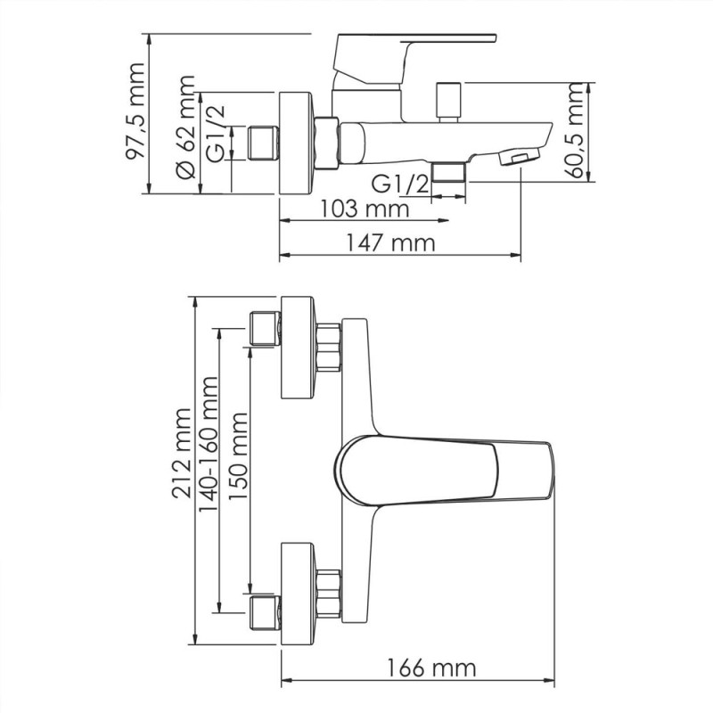 Смеситель для ванны с коротким изливом WasserKRAFT Dill 6101